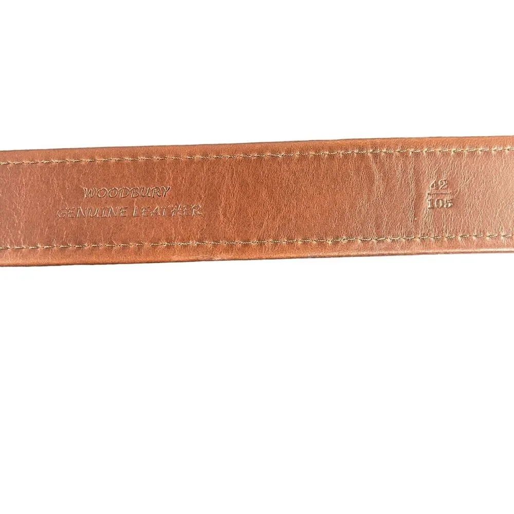Trafalgar Leather Belt Size 42 WOODBURY Mens Brown Handmade Classic USA 1.25